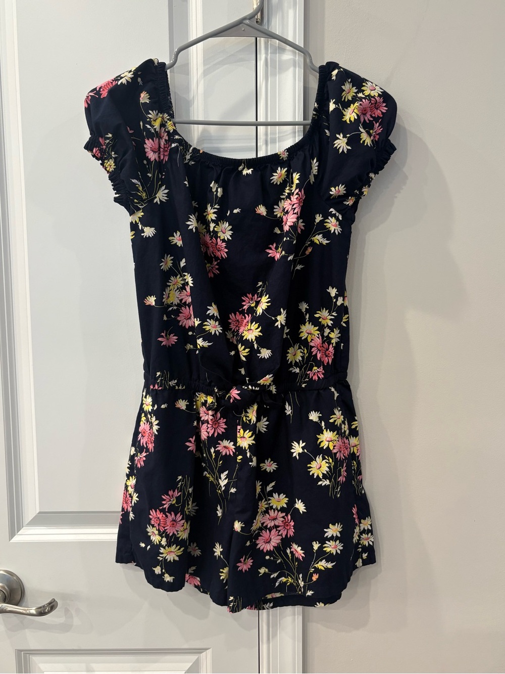 GAP Kids Navy Romper with Pink and Yellow Floral Print